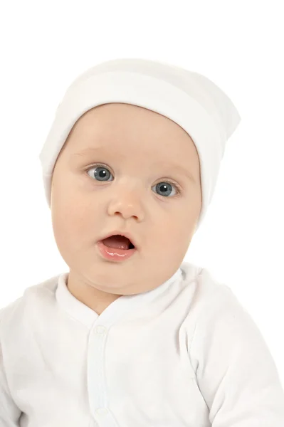 Suloinen vauva tyttö hattu — kuvapankkivalokuva