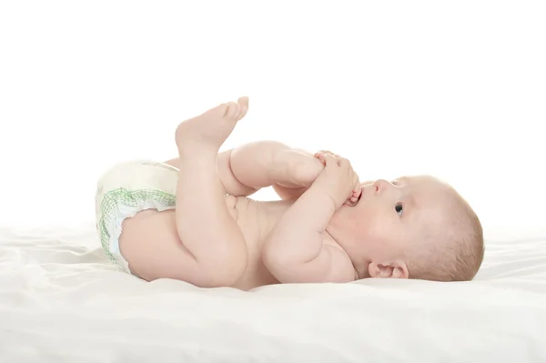 Meisje van de baby liggend op deken — Stockfoto