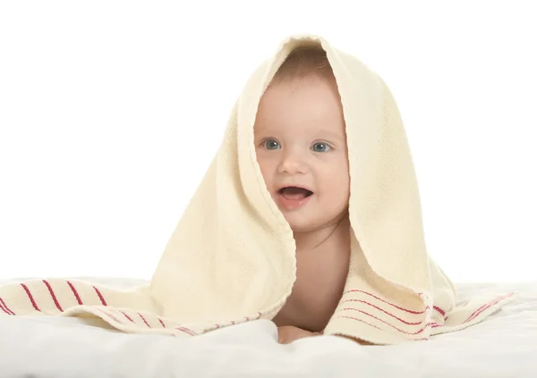 Adorable baby girl   on blanket Stock Photo