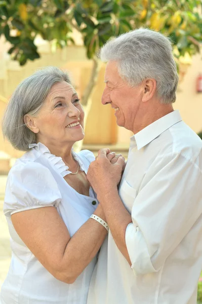 Felice coppia di anziani in estate — Foto Stock