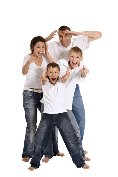 Lycklig familj på fyra — Stockfoto