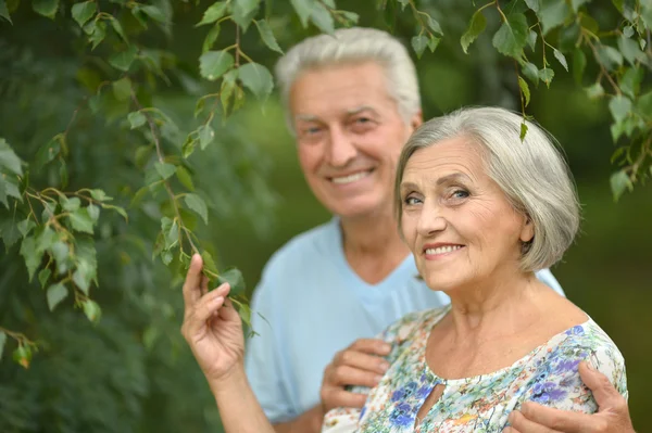 Pareja madura a pie en verano — Foto de Stock