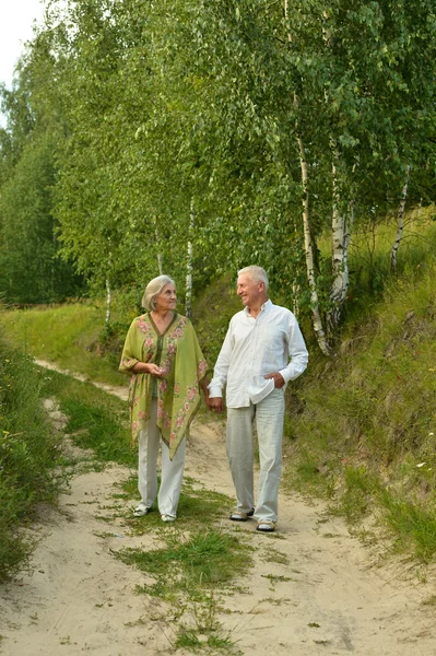 Mature couple on  in summer park — Stock Photo, Image