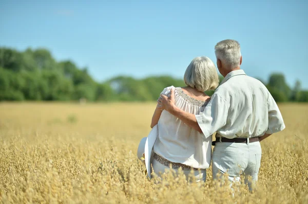 Milující starší pár v oboru — Stock fotografie