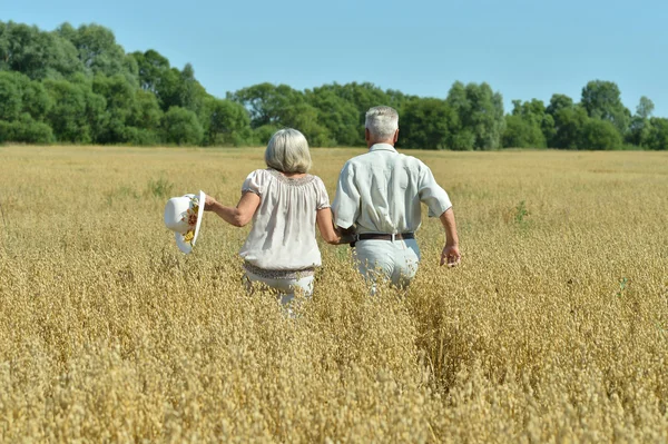 Loving mature couple in field — Stock Photo, Image