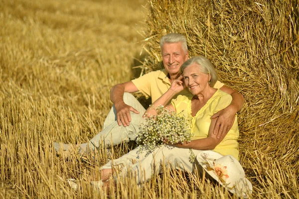 Старшая пара в поле — стоковое фото