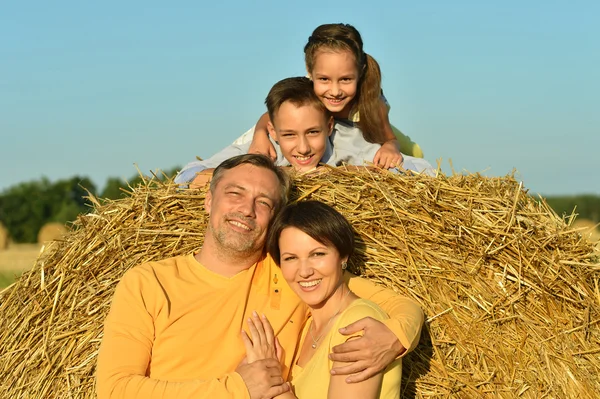 コムギ畑の幸せな家族 — ストック写真