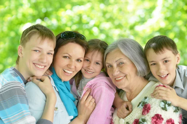 Family relaxing in summer park — Stock Photo, Image