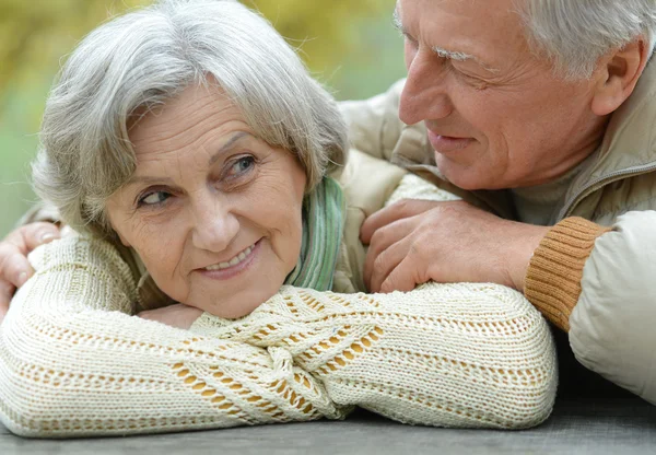 Senior couple in park — Stock Photo, Image