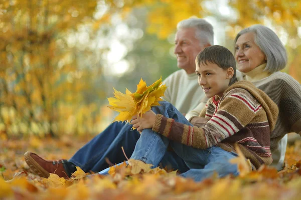 Glückliche Großeltern mit Enkel — Stockfoto