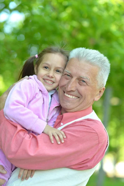 Grandfather and  granddaughter together — Stock Photo, Image