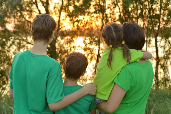 Famiglia che riposa nel parco estivo — Foto Stock