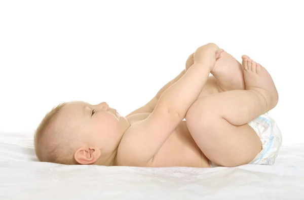 Adorable baby boy on blanket — Stock Photo, Image