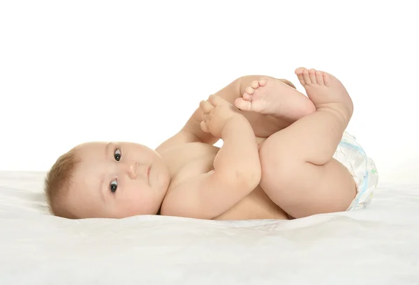 Förtjusande baby boy på filt — Stockfoto