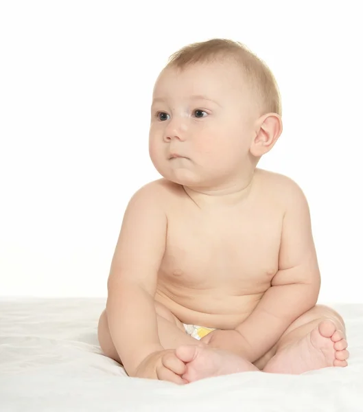 Adorable baby boy  on blanket — Stock Photo, Image