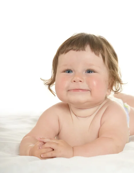 Entzückendes Baby Mädchen auf Decke — Stockfoto