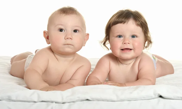 Schattige baby's op deken — Stockfoto