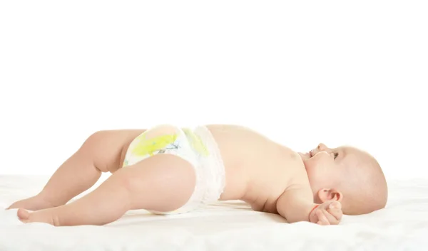 Adorable baby boy  in pampers — Stock Photo, Image