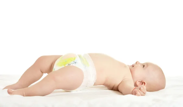 Schattige babyjongen in pampers — Stockfoto