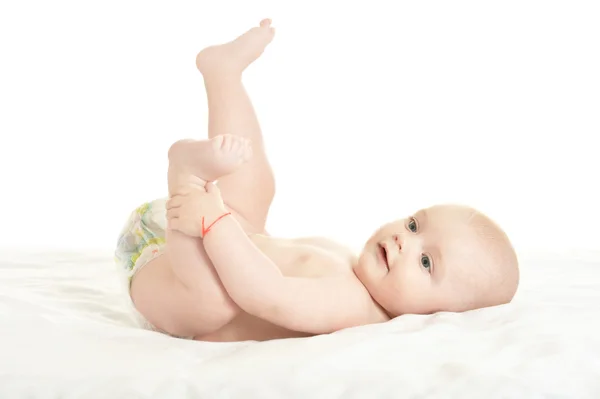 Imádnivaló baba fiú kényezteti — Stock Fotó
