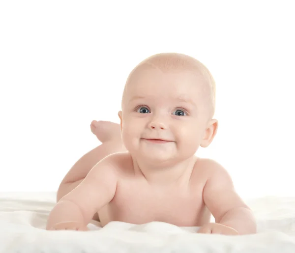 Schattige babyjongen op deken — Stockfoto