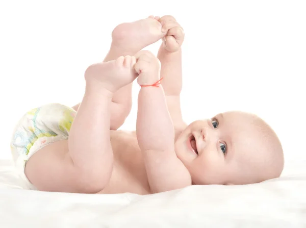 Adorable baby boy  in pampers — Stock Photo, Image