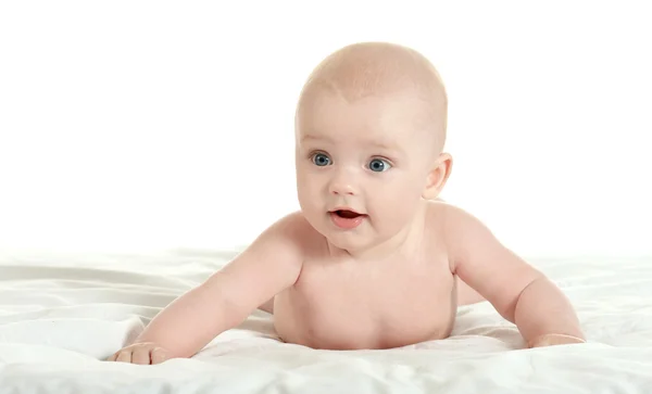 Schattige babyjongen op deken — Stockfoto