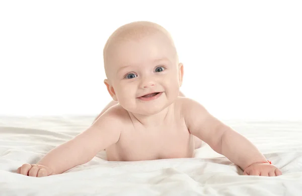 Adorable baby boy   on blanket — Stock Photo, Image