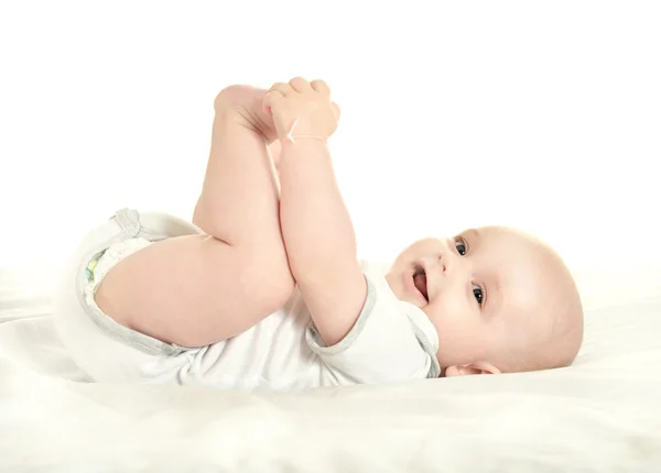 Adorable baby boy   on blanket — Stock Photo, Image