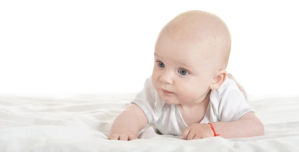 Adorable baby boy   on blanket — Stock Photo, Image