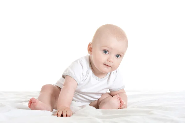 Adorable baby boy   on blanket — Stock Photo, Image