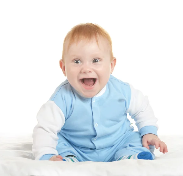 Adorable baby boy on blanket — Stock Photo, Image