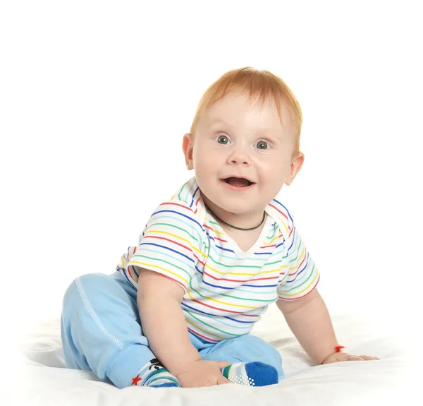 Adorable baby boy on blanket — Stock Photo, Image