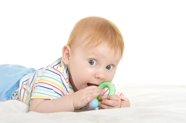 Toddler chłopiec z zabawkami — Zdjęcie stockowe