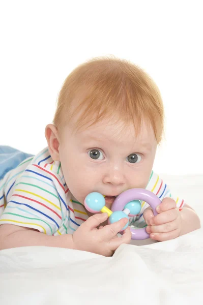 Entzückender kleiner Junge mit Spielzeug — Stockfoto