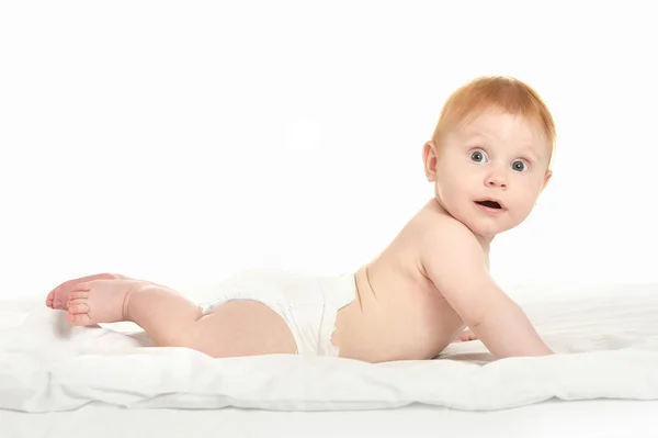 Adorable baby boy in pampers — Stock Photo, Image