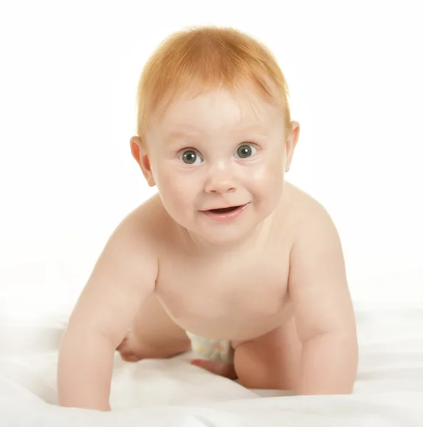 Schattige babyjongen in pampers — Stockfoto