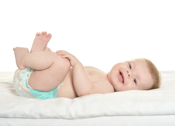 Schattige babyjongen in pampers — Stockfoto