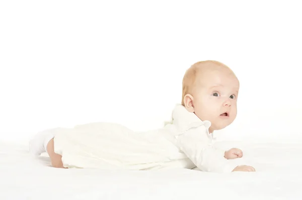 Entzückendes Baby Mädchen auf Decke — Stockfoto