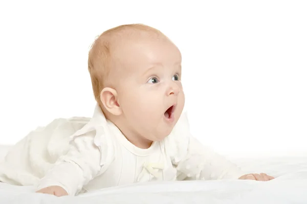 Adorável bebê menina no cobertor — Fotografia de Stock