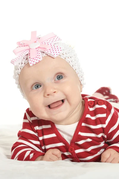 Baby flicka i söta kläder — Stockfoto