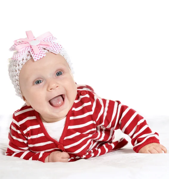Meisje van de baby in leuke kleren — Stockfoto