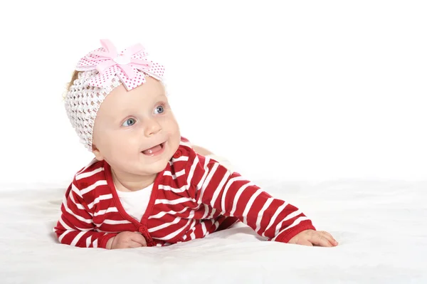 Baby flicka i söta kläder — Stockfoto