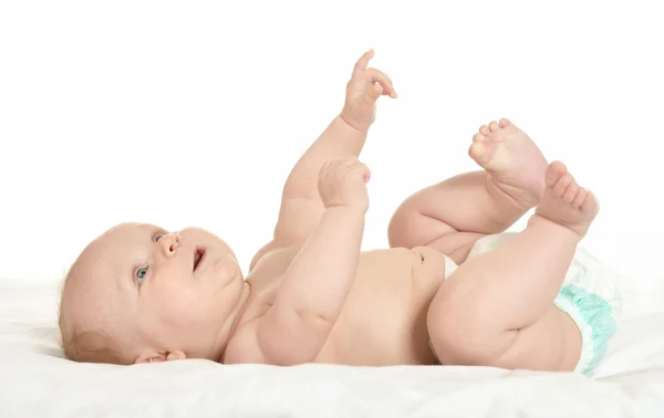 Entzückendes Baby Mädchen auf Decke — Stockfoto