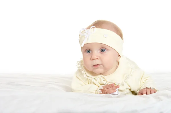 Entzückendes Baby Mädchen auf Decke — Stockfoto