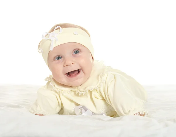 Schattige babymeisje op deken — Stockfoto