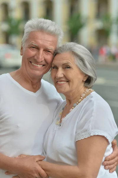 Beautiful elderly couple outdoor — Stock Photo, Image