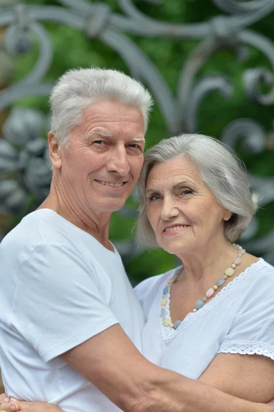 Beautiful elderly couple outdoor — Stock Photo, Image