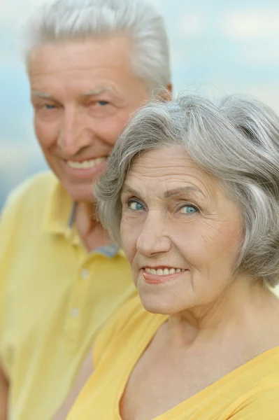 Äldre par på i sommar park — Stockfoto