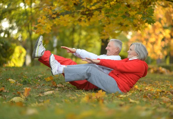 Fit senior couple exercising — Stock Photo, Image